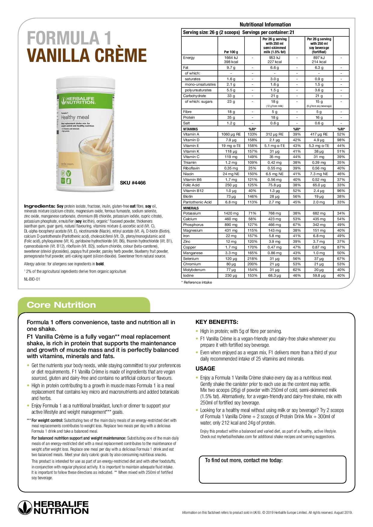 Formula 1 Healthy Meal Shake